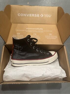 Converse Chuck 70 Leather High Top Custom Sneakers - Black Womens Sz 6 / Men's 4